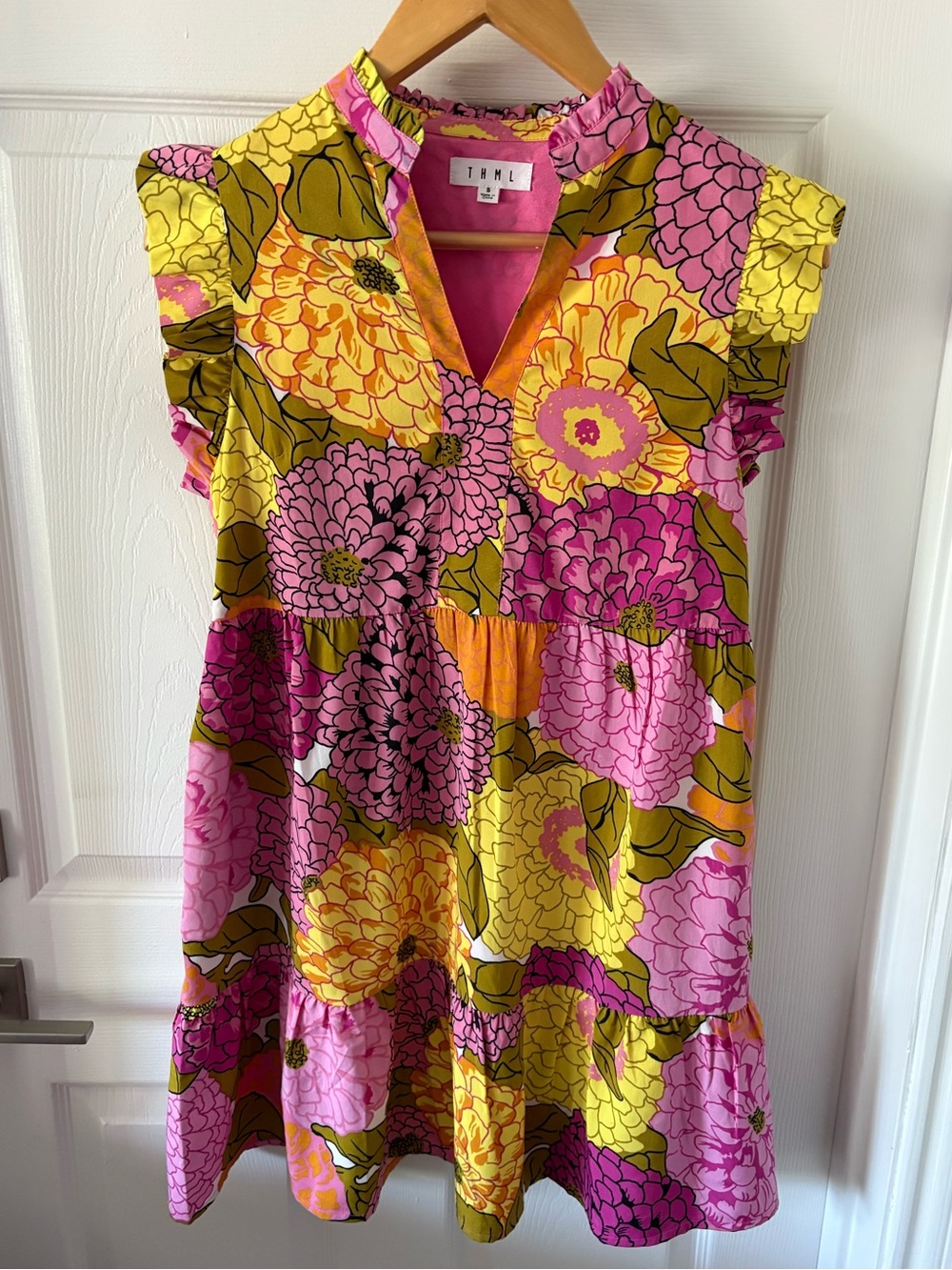 THML Poppy Flutter Sleeve Dress  Size S